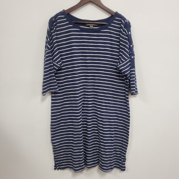 Tommy Bahama Womens Striped Beach Dress Size XL Blue Sustainable Costal Travel - Picture 1 of 9